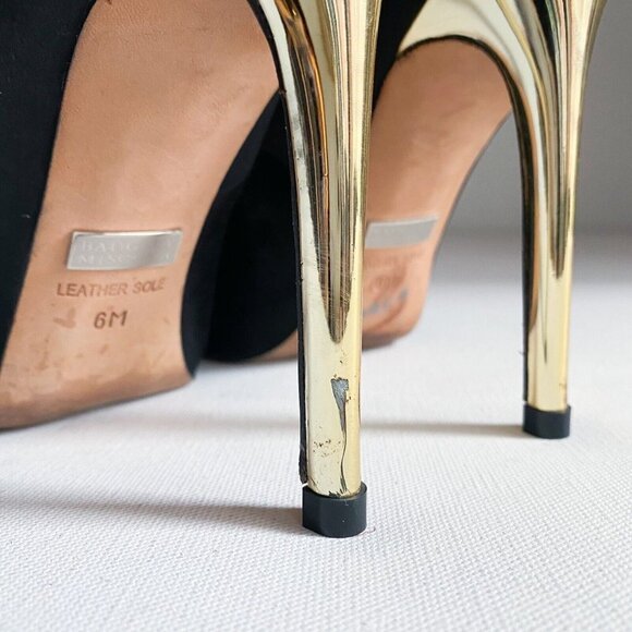 Badgley Mischka Black Satin  Bow Detail Peep Toe Heels 6M - Picture 8 of 11